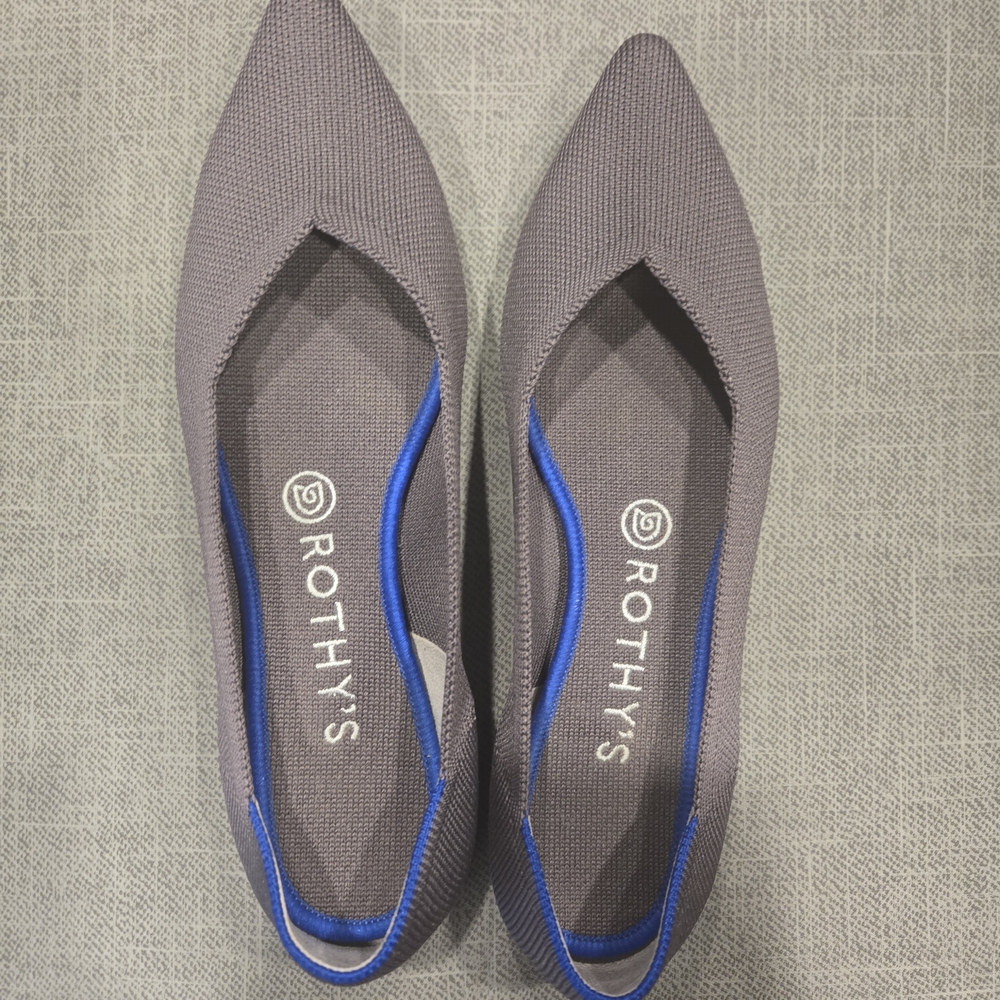 Rothy's Gray Flats with Blue Accent